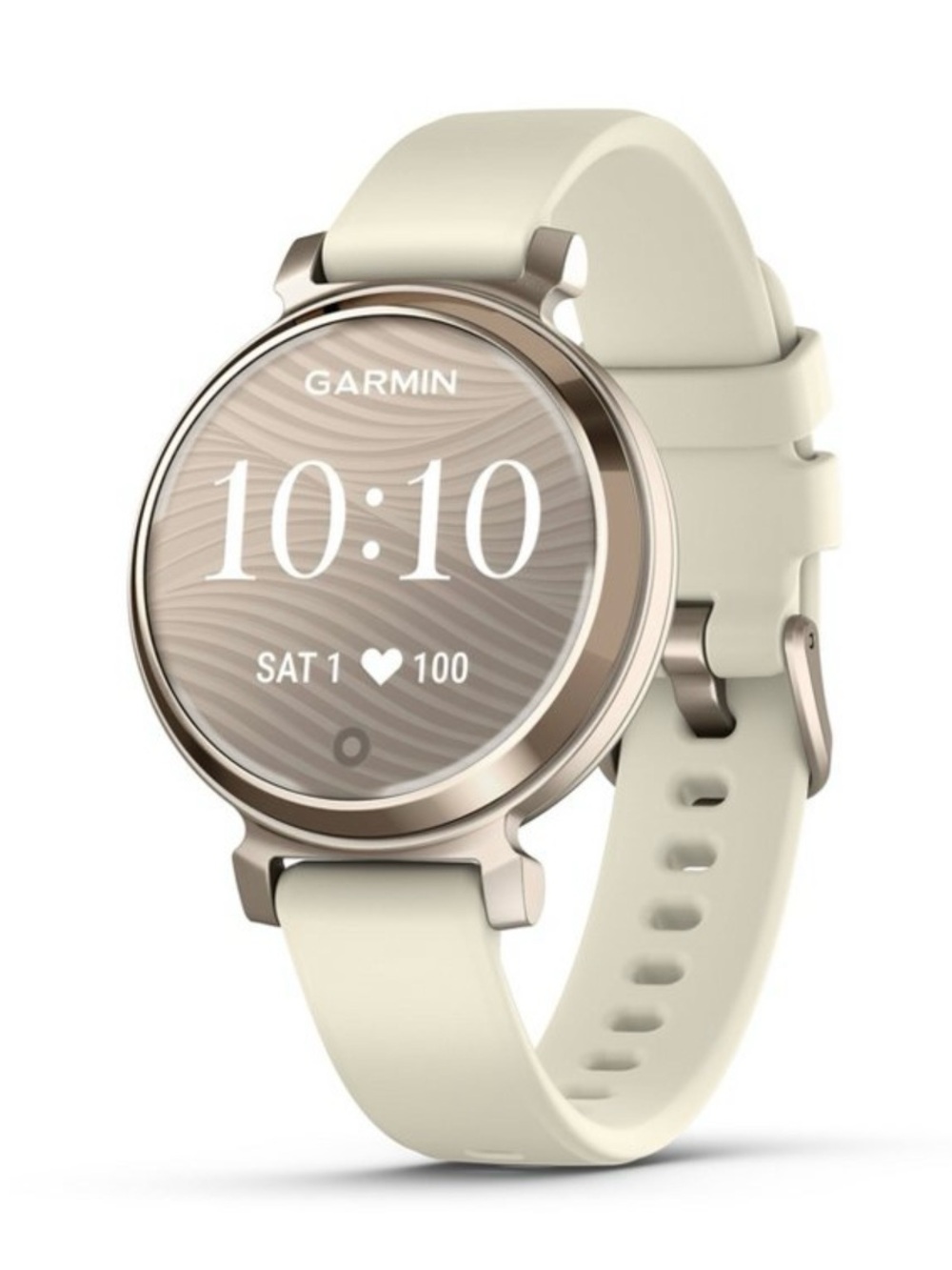 garmin smartwatch in cream and rose gold accents